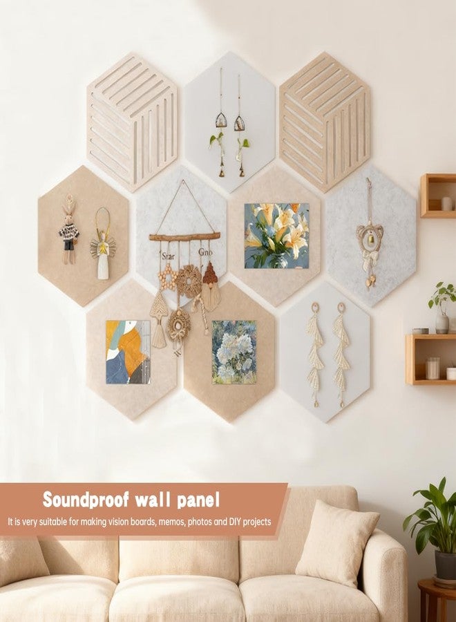 WeiLingBo 10Pack Hexagon Cork Boards for Walls Decor,Felt Board Tiles with 100 Push Pins,Felt Bulletin Board Tiles for Office & Home for Notes Photos and DIY Classroom Decor - Image 4
