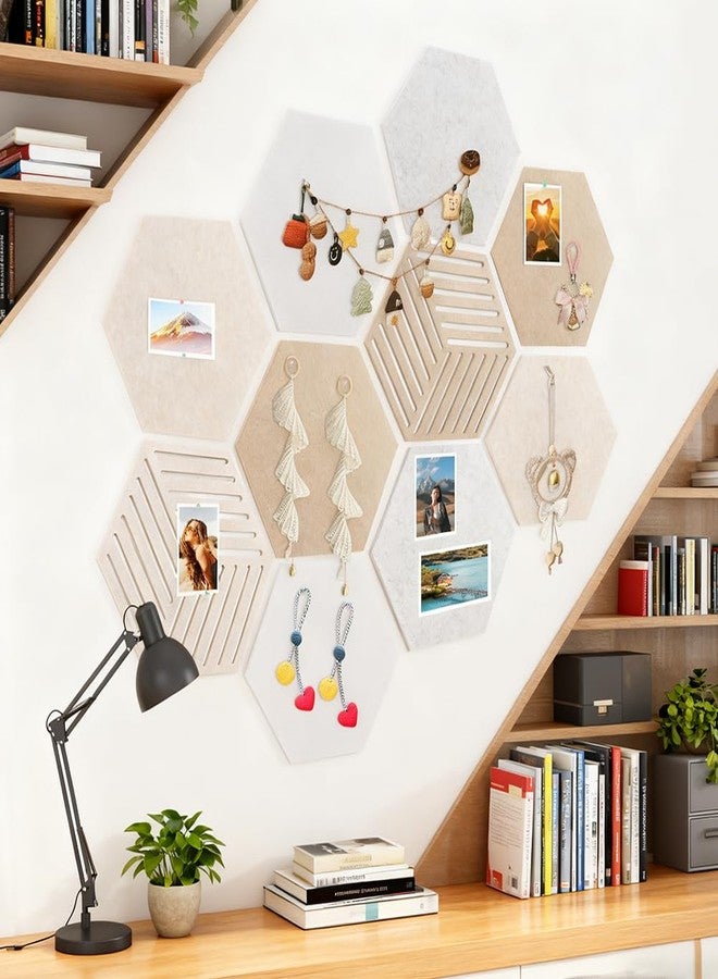 WeiLingBo 10Pack Hexagon Cork Boards for Walls Decor,Felt Board Tiles with 100 Push Pins,Felt Bulletin Board Tiles for Office & Home for Notes Photos and DIY Classroom Decor - Image 3