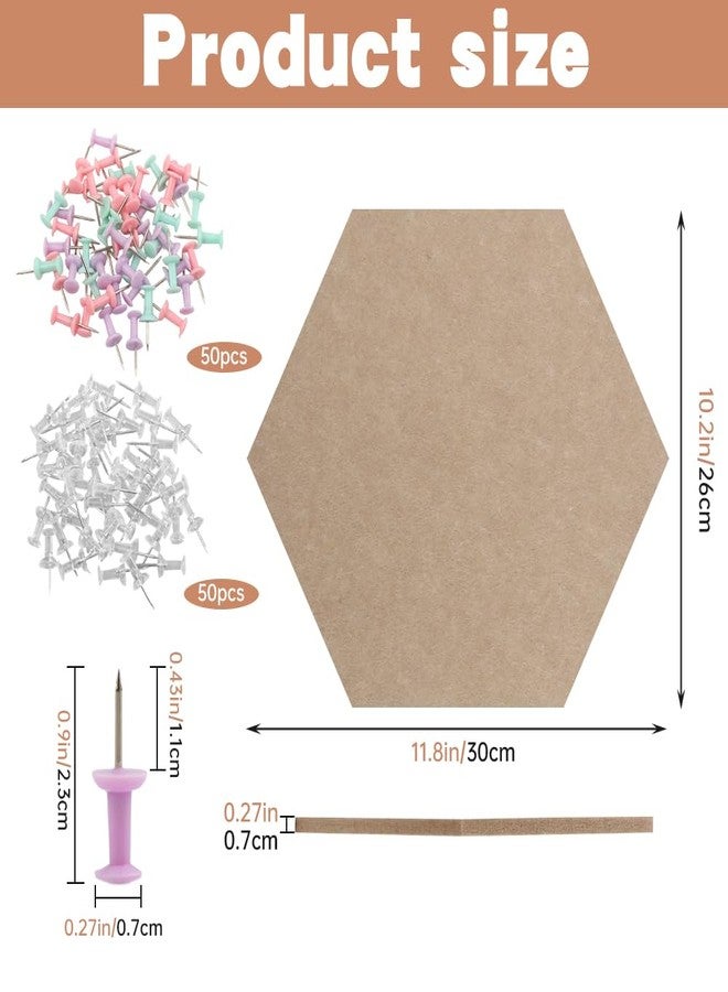 WeiLingBo 10Pack Hexagon Cork Boards for Walls Decor,Felt Board Tiles with 100 Push Pins,Felt Bulletin Board Tiles for Office & Home for Notes Photos and DIY Classroom Decor - Image 2