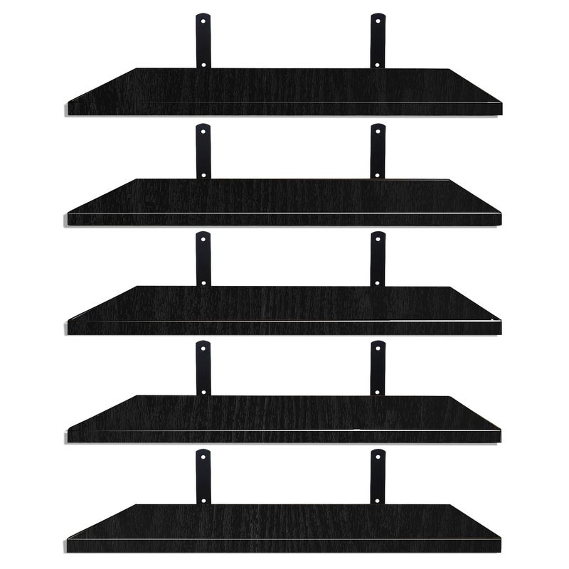 Mardili Shelves Wood Wall Mounted Shelf Rustic Shelves Set of 5Black