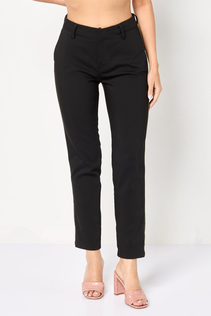 Reiko Women Cigarette Fit Plain Dress Pants, Black - Image 1