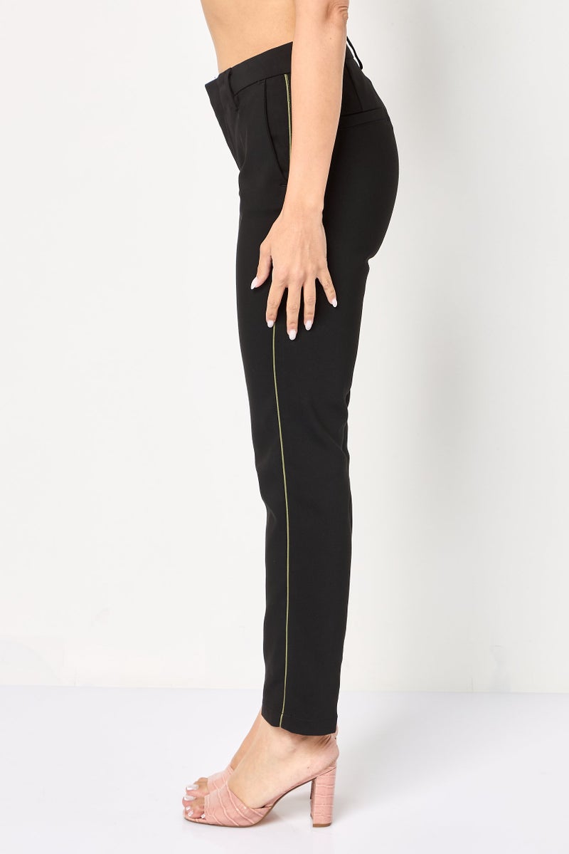 Reiko Women Cigarette Fit Plain Dress Pants, Black - Image 3