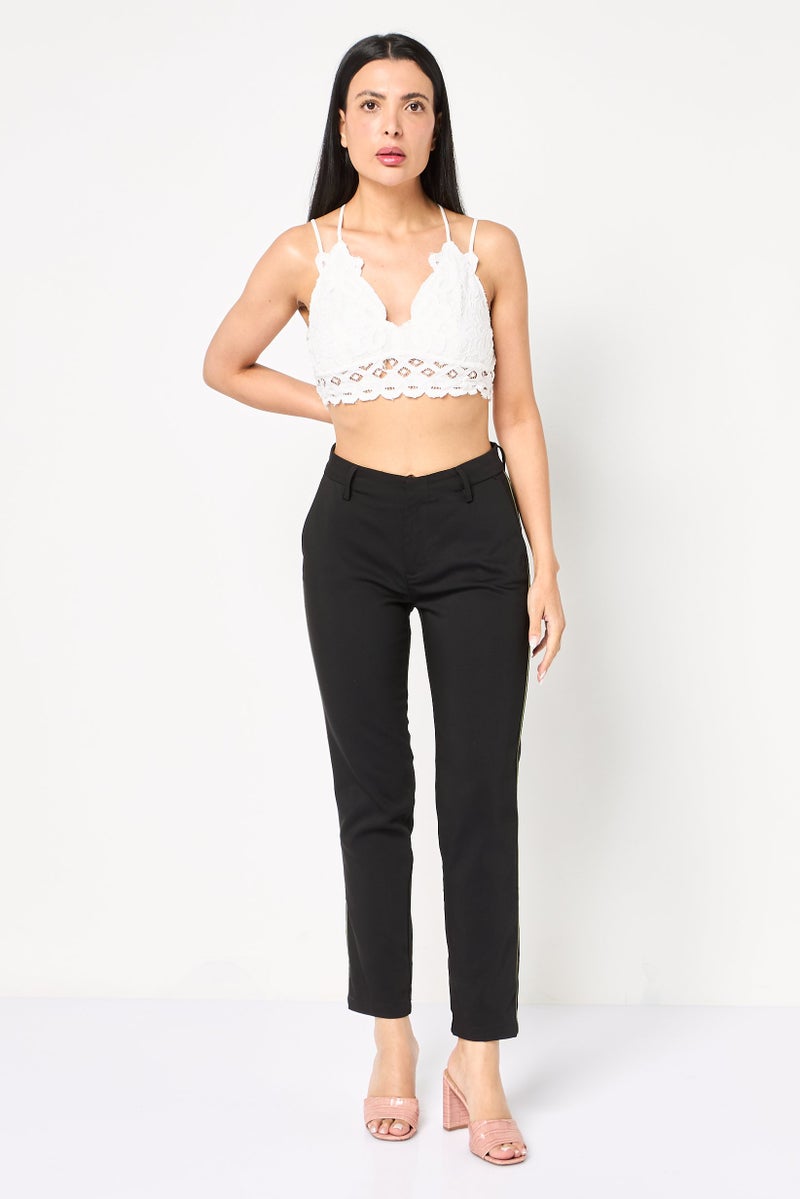 Reiko Women Cigarette Fit Plain Dress Pants, Black - Image 2
