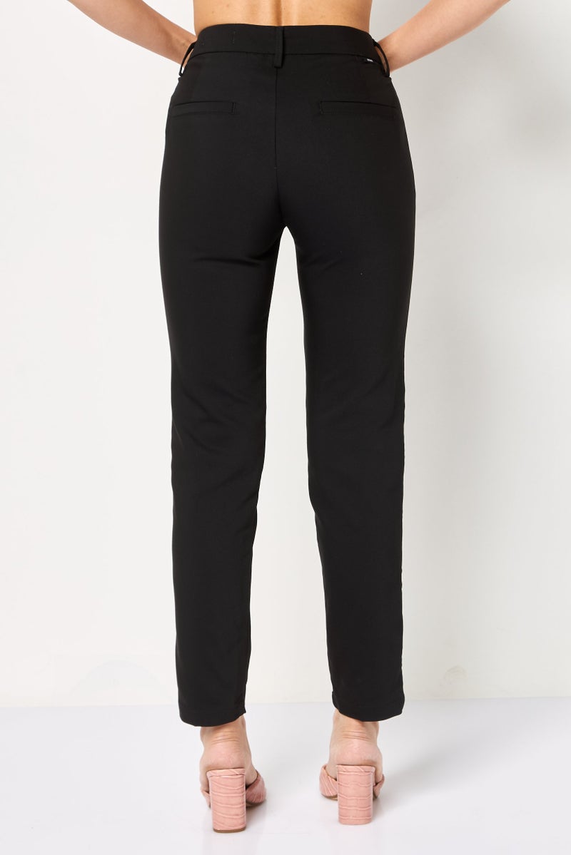 Reiko Women Cigarette Fit Plain Dress Pants, Black - Image 4