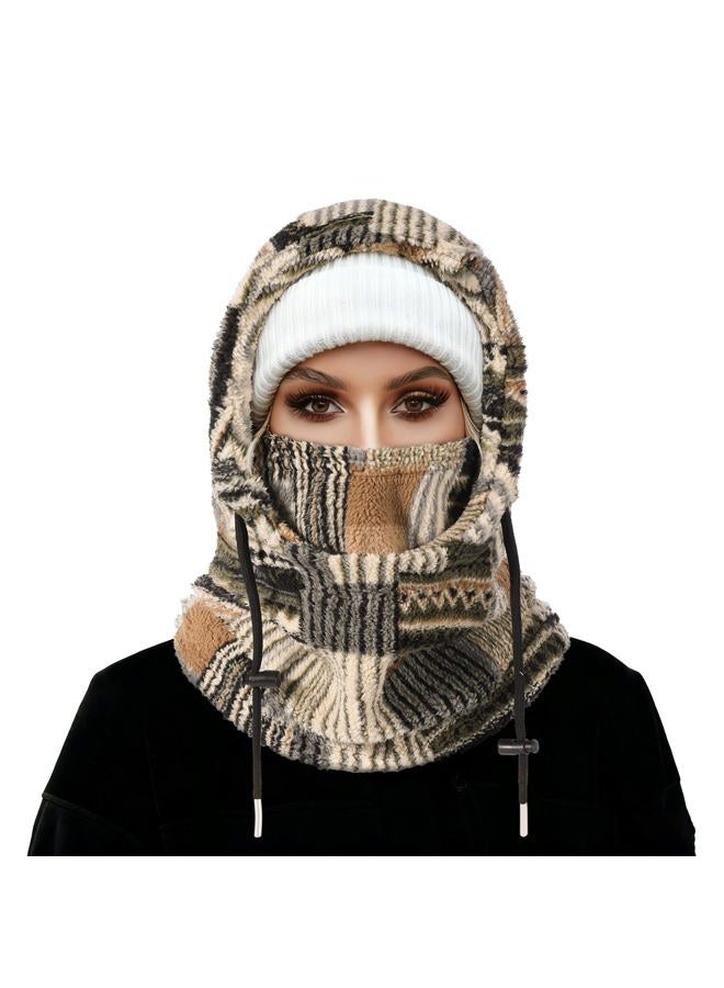 MVPTOO Balaclava Fleece Ski Mask for Men Women Winter Face Masks Windproof Hooded Scarf Cold Weather Hat Neck Warmer(Black), Navy & Sage Sketch, One size - Image 1