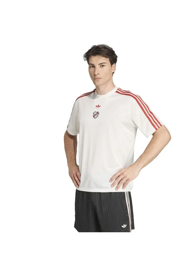 اديداس قميص جيرسي أبيض قصير الأكمام للجنسين