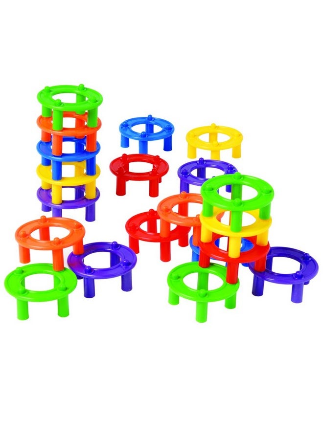 Constructive Playthings Constructive Playthings Ring Builders Stacking Toys for Kids, Classroom Must Haves for Teaching Color Recognition, Matching, Alternative to Classic Building Blocks, 96 Pc Constructive Gears, 3 Years 