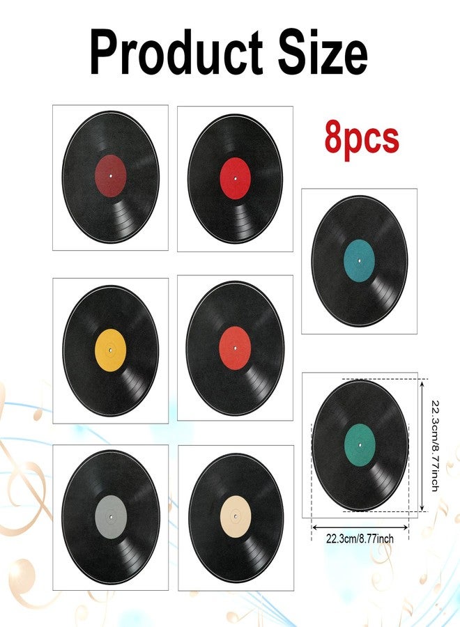 PEUTIER 8pcs Blank Vinyl Record Wall Decor, 8.7 inch Album Cover Posters Wall Art Decorative Fake Vinyl Record Vintage Aesthetic 70s 80s 90s Room Decor for Home Bedroom Wall Music Party Decoration - Image 2