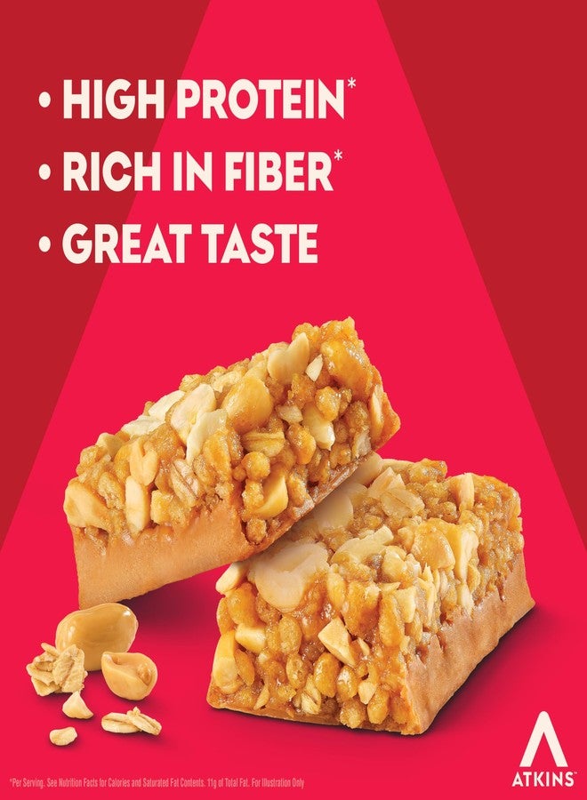 Atkins Peanut Butter Granola High Protein Bar, High Fiber Snack , 16g Protein, 1g Sugar, 4g Net Carb, Protein Snack, 12 Count - Image 4