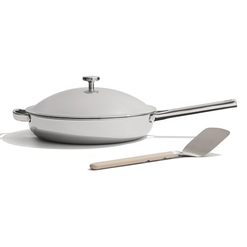 Our Place Titanium Always Pan Pro 106 PFASFree Nonstick Frying Pan with Spatula ChefGrade TriPly Stainless Steel Aluminum Build Induction OvenSafe up to 1000F Chrome - Image 1
