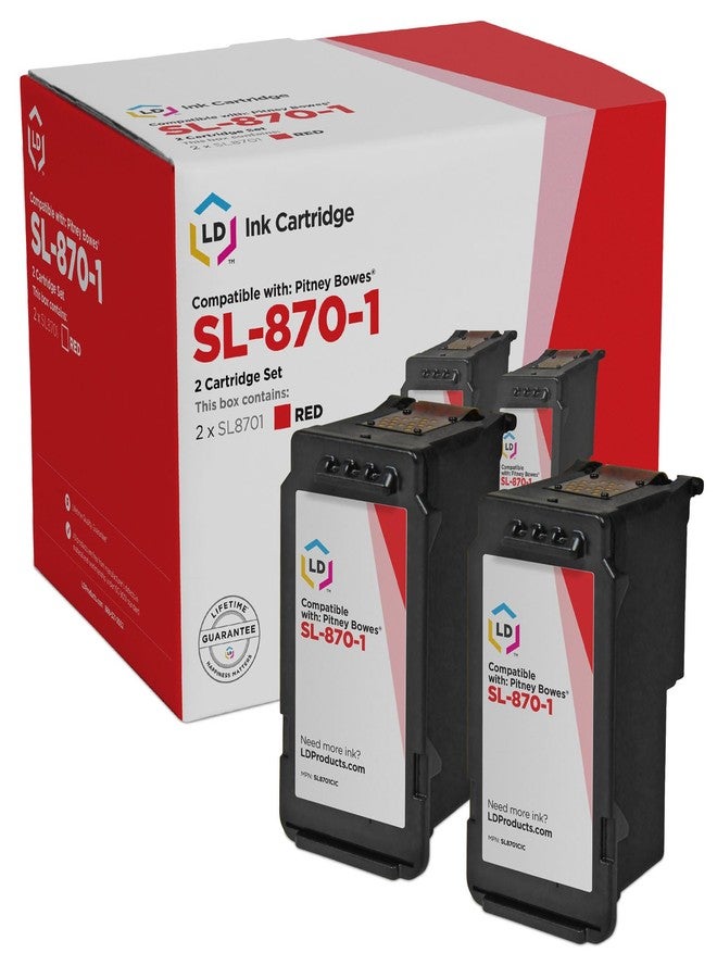 إل دي بروداكتس خراطيش حبر أحمر بديلة متوافقة مع طابعات Pitney Bowes SL-870-1 من LD Products، عبوة من قطعتين. متوافقة مع طرازات أجهزة Pitney Bowes التالية: SendPro Mailstation - Image 1