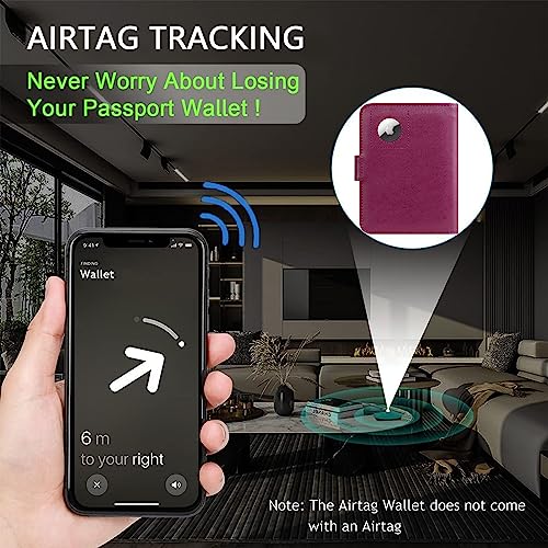 PASCACOO Airtag Passport Holder Cover Wallet RFID Blocking Leather Case Travel Essentials Luggage Accessories Travel Must Have(118#Purple) - Image 4