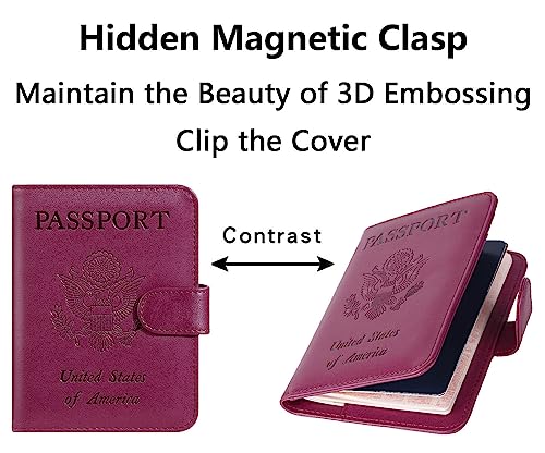 PASCACOO Airtag Passport Holder Cover Wallet RFID Blocking Leather Case Travel Essentials Luggage Accessories Travel Must Have(118#Purple) - Image 5