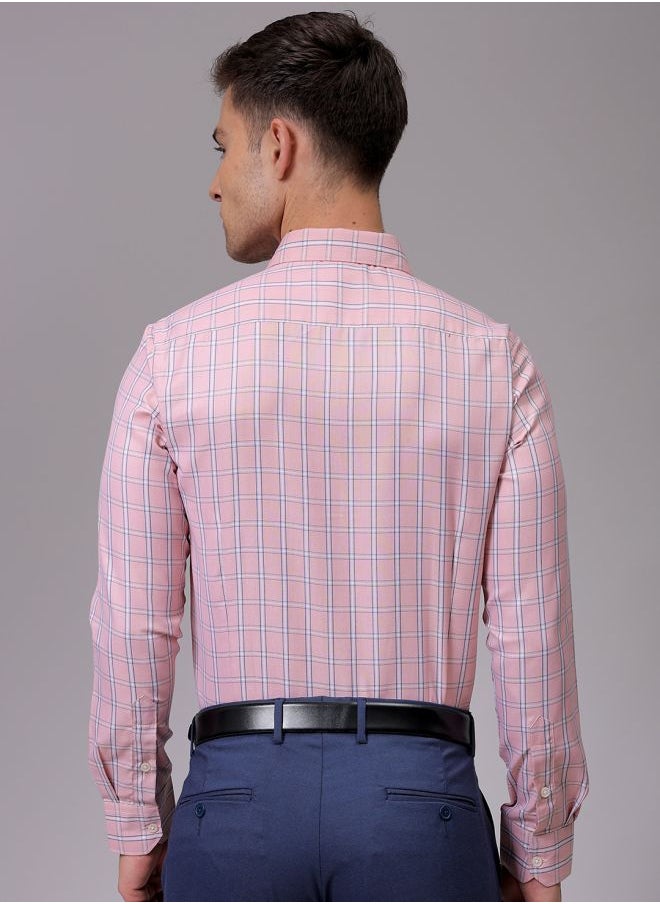 The Indian Garage Co Men Slim Fit Checkered Full Sleeves Cutaway Collar Formal Shirt  - Image 2