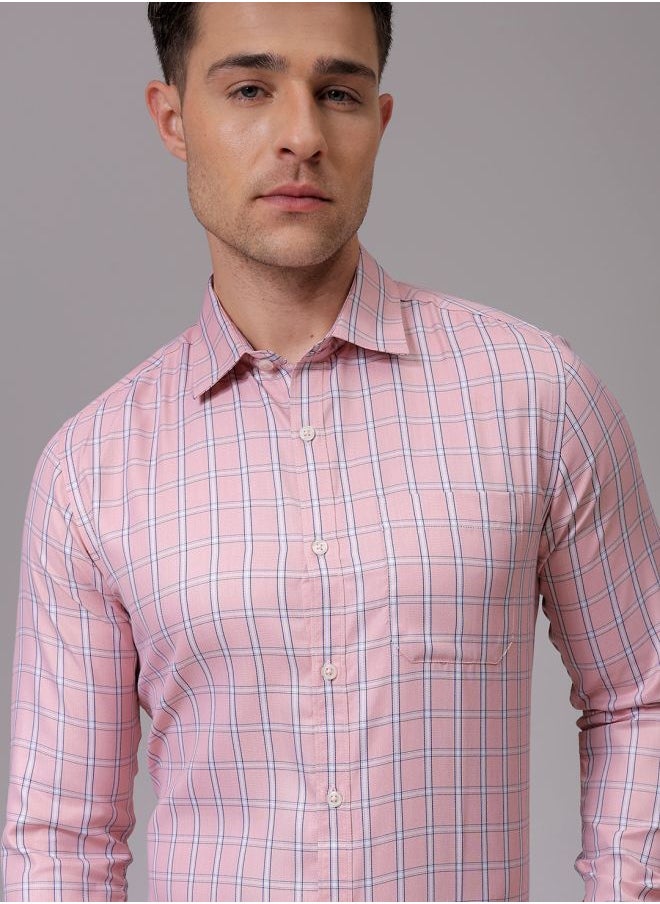 The Indian Garage Co Men Slim Fit Checkered Full Sleeves Cutaway Collar Formal Shirt  - Image 1