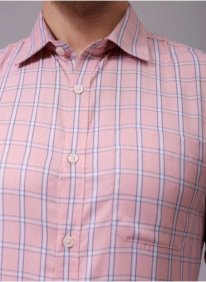 The Indian Garage Co Men Slim Fit Checkered Full Sleeves Cutaway Collar Formal Shirt  - Image 5