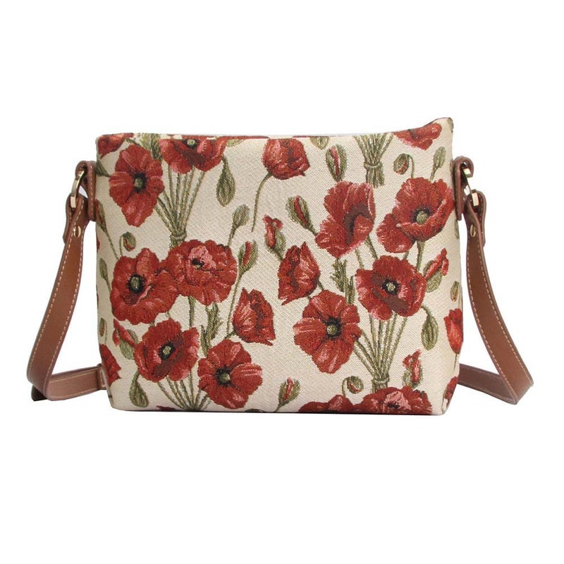 Signare Tapestry Crossbody Bag Shoulder Purse for Women In Poppy Flower Design (XB02-POP) - Image 1