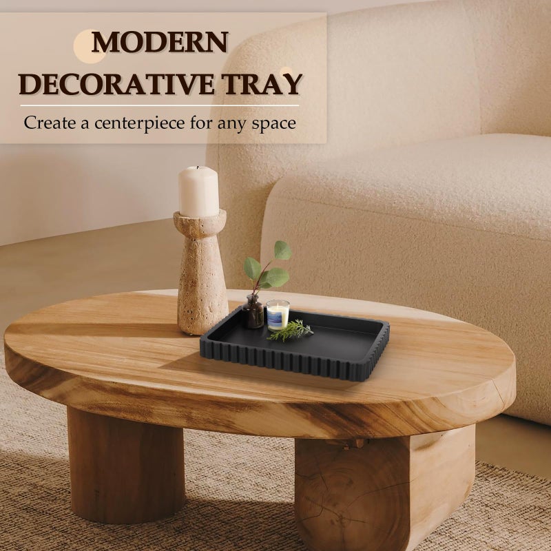 Cathyeen Concrete Decorative Tray for Coffee Table Decor, 14" Coffee Table Tray Ottoman Tray Table Centerpieces, Rectangular Modern Decorative Trays for Home Decor, Living Room, Entry, Black - Image 3