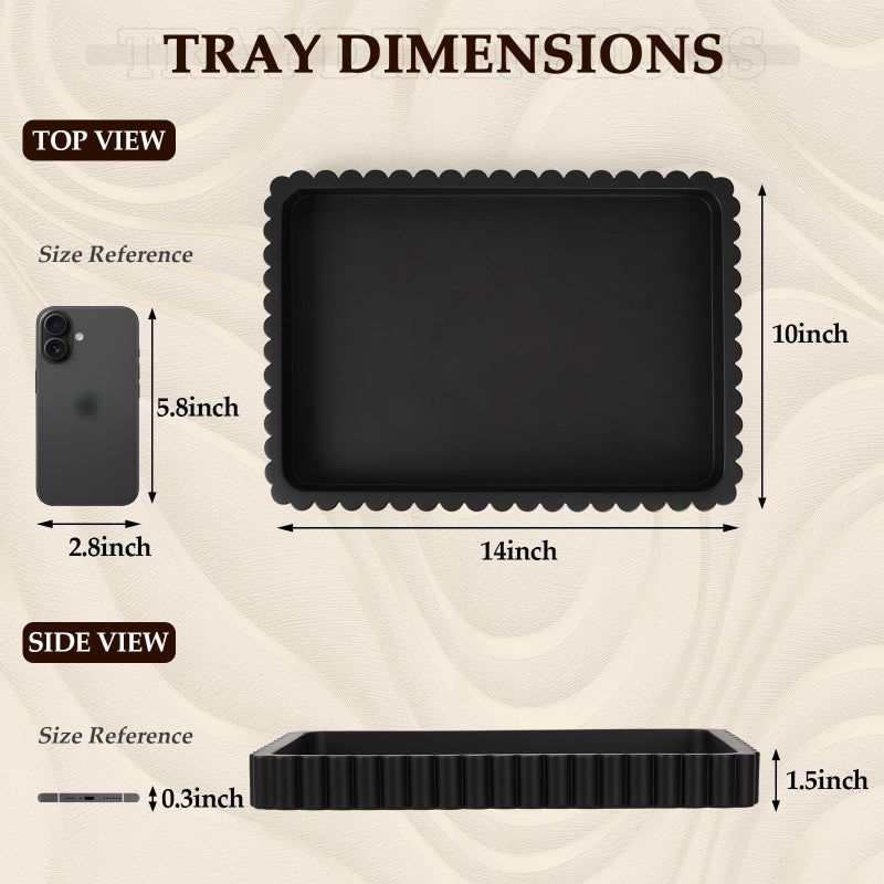 Cathyeen Concrete Decorative Tray for Coffee Table Decor, 14" Coffee Table Tray Ottoman Tray Table Centerpieces, Rectangular Modern Decorative Trays for Home Decor, Living Room, Entry, Black - Image 4