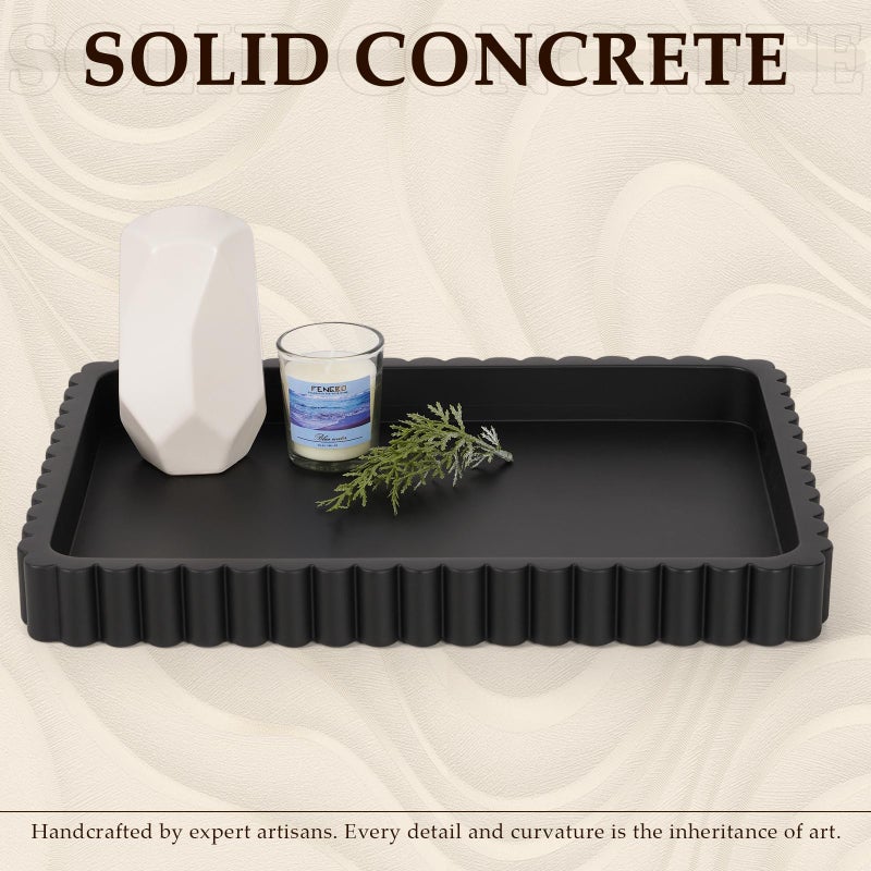 Cathyeen Concrete Decorative Tray for Coffee Table Decor, 14" Coffee Table Tray Ottoman Tray Table Centerpieces, Rectangular Modern Decorative Trays for Home Decor, Living Room, Entry, Black - Image 2