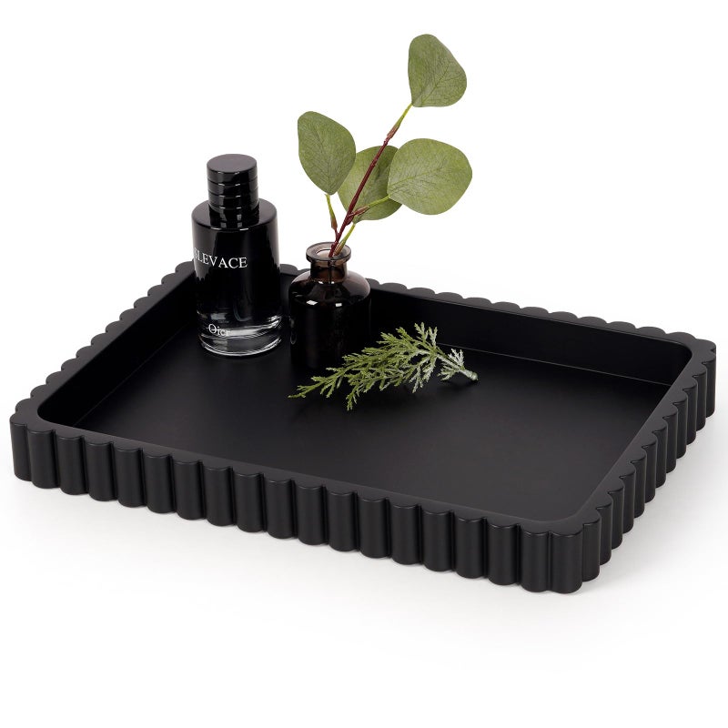 Cathyeen Concrete Decorative Tray for Coffee Table Decor, 14" Coffee Table Tray Ottoman Tray Table Centerpieces, Rectangular Modern Decorative Trays for Home Decor, Living Room, Entry, Black - Image 1