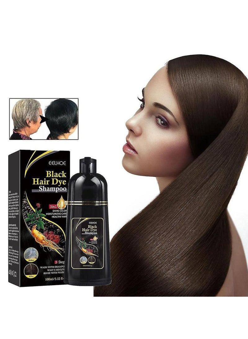 EELHOE 3 in 1 Hair Dye Instant Black Hair Shampoo for Women & Men 100% Coverage Shampoo 100ml- Black - Image 2