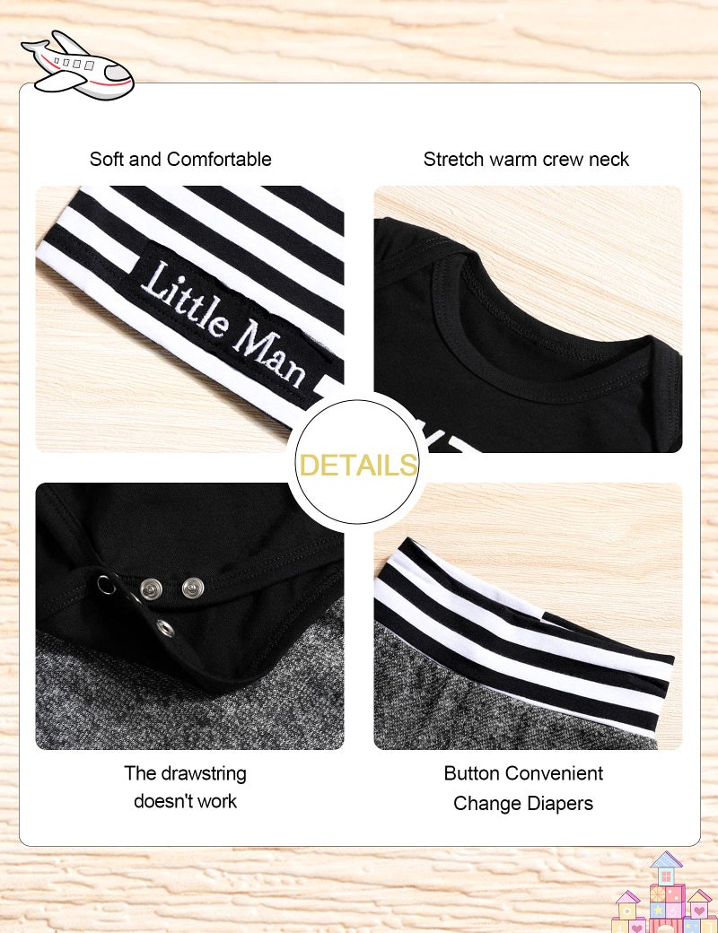 Fommy Baby Boy Clothes 0-3 Months Fall Winter Outfits Cooler Version Of Dad Print Romper Long Pants Hats Cute Boy Baby Clothes Outfits Set - Image 5