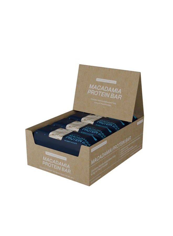 Macadamia Nut Protein Bars – 9G Plant Protein – Vegan, Low Carb, Low Sugar, Keto-Friendly Snacks - Non-GMO, Raw Nut Bar, Natural Ingredients (White Cocoa - 12 Pack)