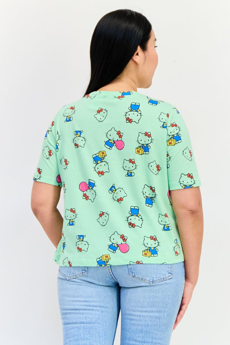 ONLY Hello Kitty x Women Crew Neck Short Sleeve Graphic Print T-Shirt, Multicolor - Image 3