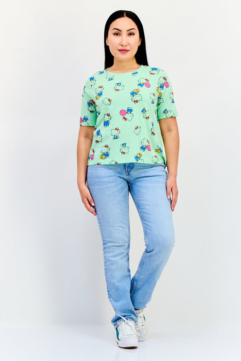 ONLY Hello Kitty x Women Crew Neck Short Sleeve Graphic Print T-Shirt, Multicolor - Image 4