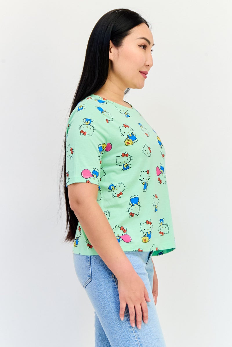 ONLY Hello Kitty x Women Crew Neck Short Sleeve Graphic Print T-Shirt, Multicolor - Image 2