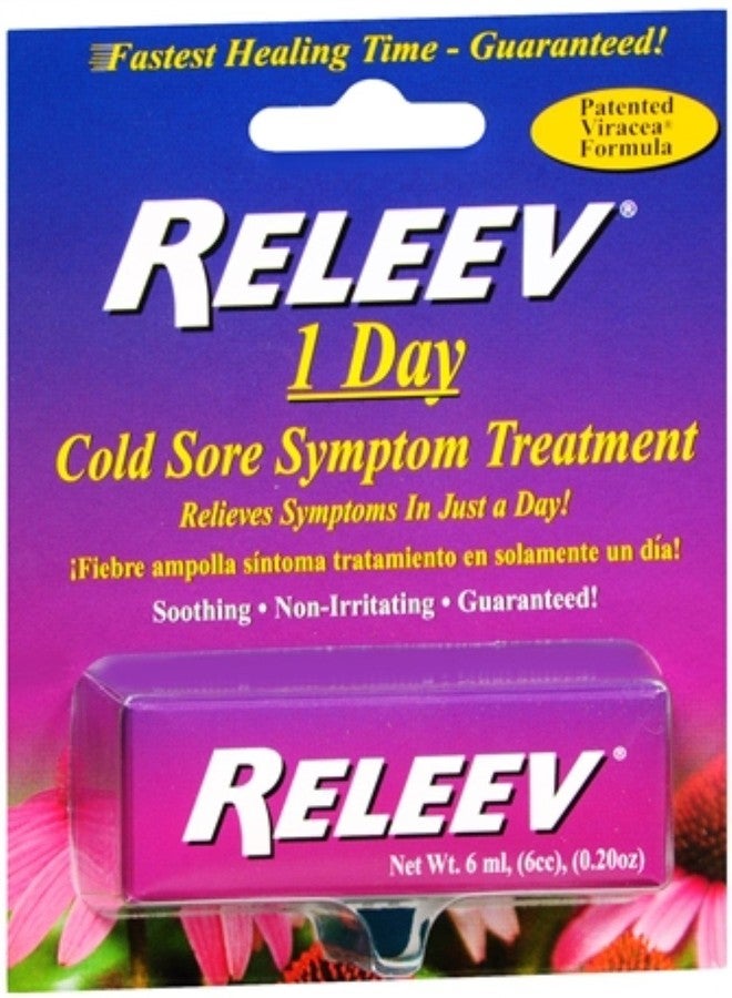 RELEEV 1 Day Cold Sore Treatment 6 mL (Pack of 4