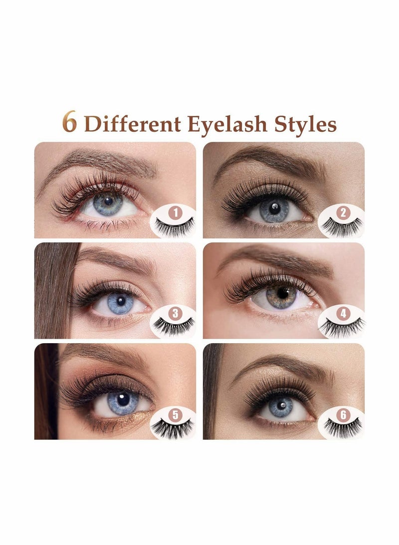 KASTWAVE Magnetic Eyelashes with Eyeliner, 6 Pairs 3D Natural Look Magnetic Eyeliner and Lashes Kit, 2 Tubes Long Lasting Magnetic Eyeliner 10mL, Mirror Box with Professional Tweezers - No Glue Needed - Image 2