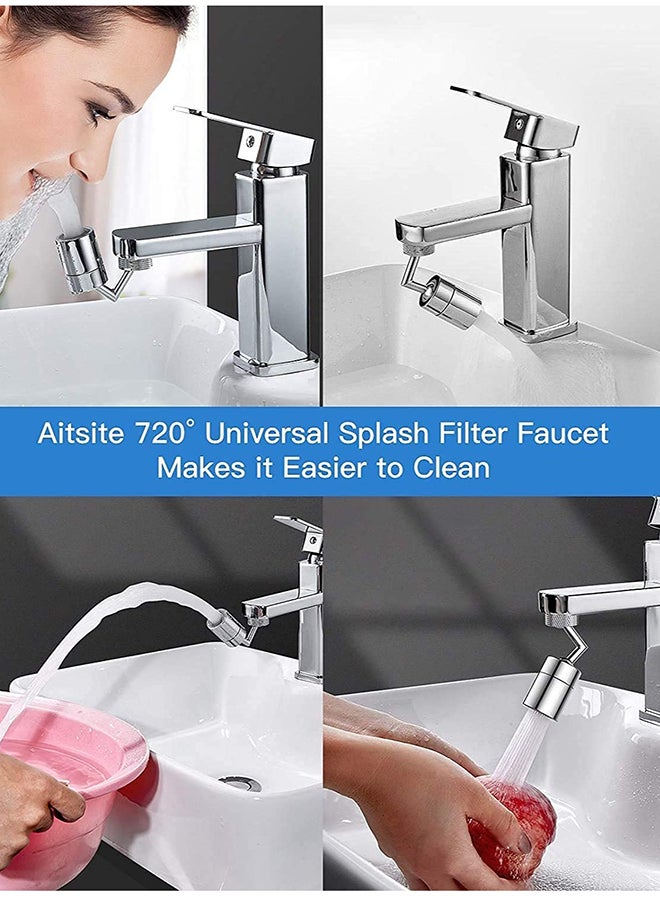 Universal Water Filters, 720 Degree Rotatable Faucet Filter, Universal Spray Water Filter Nozzle And Oxygen Enriched Sponge 4-Layer Mesh Anti-Leakage Filter With Double Ring