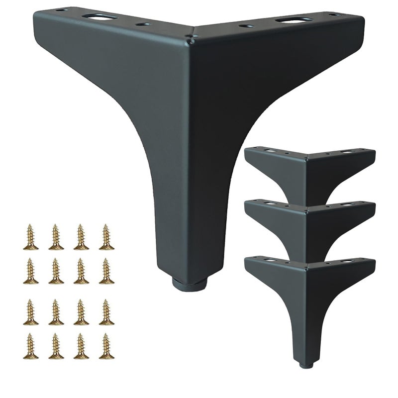 Smaxcn 4 Pack 4" Matte Black Metal Furniture Legs, 1.4mm Thickness Metal Cabinet Feet(Black) - Image 1