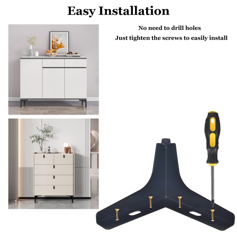 Smaxcn 4 Pack 4" Matte Black Metal Furniture Legs, 1.4mm Thickness Metal Cabinet Feet(Black) - Image 3