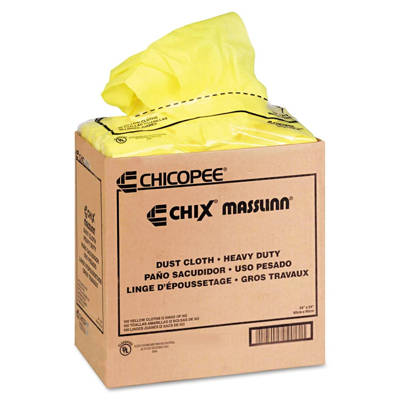 Chix Chicopee 0911 Masslinn 24" x 24" Yellow Dusting Wiper Cloth for Furniture, Printers, Electronics, No Spray Needed (2 packs of 50) - Image 2