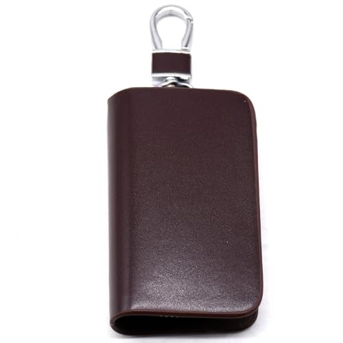 KMH Premium Scandinavian Nappa Car Key Wallet Bag | Smart Keychain Holder with Metal Hook Keyring Zipper Bag | Wallet for Key Holder Cover Shell Case Pouch Holder Key Fob Protector (Coffee) - Image 2