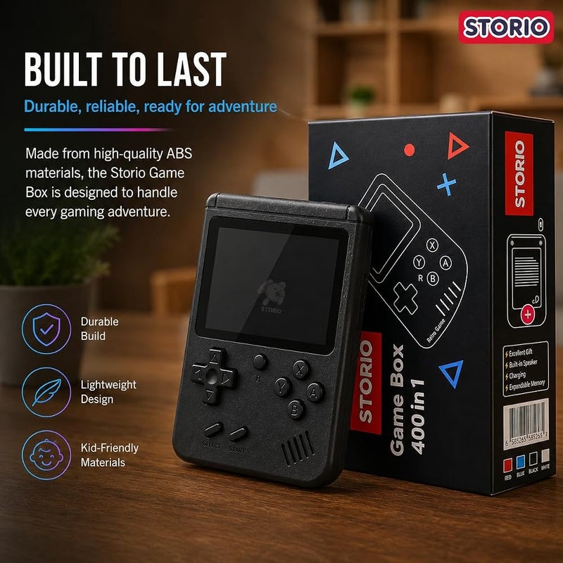 Storio Rechargeable Pocket Video Game for Kids 400 in 1 Retro Game Box Console Handheld Game Box with TV Output - Multicolor - Image 5