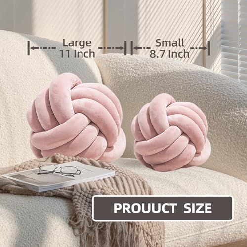 Wadser 2 Pcs Knot Pillow Ball, Ivory Knotted Pillow Plush Ball Pillows, 8.7" Decorative Throw Pillows for Sofa Couch Aesthetic Home Decor - Image 3