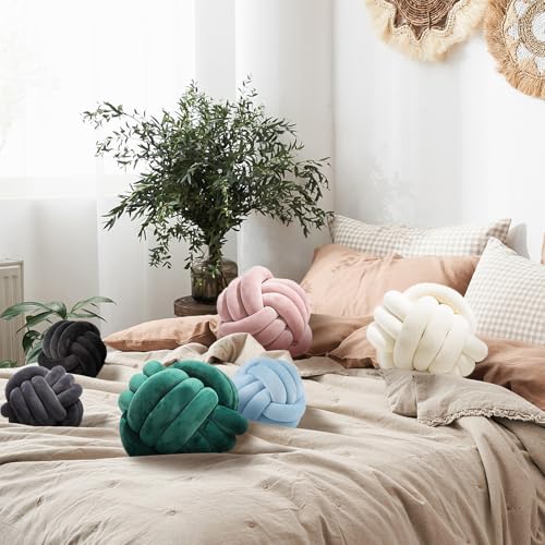 Wadser 2 Pcs Knot Pillow Ball, Ivory Knotted Pillow Plush Ball Pillows, 8.7" Decorative Throw Pillows for Sofa Couch Aesthetic Home Decor - Image 5