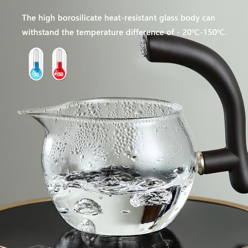 CUNHUY Lazy Kungfu Drip TeaPot, Heat Resistant Tea Set, Semi-Automatic Glass Teapot Suit for Magnetic Water Flow Wooden Glass Teapot Set - Image 3