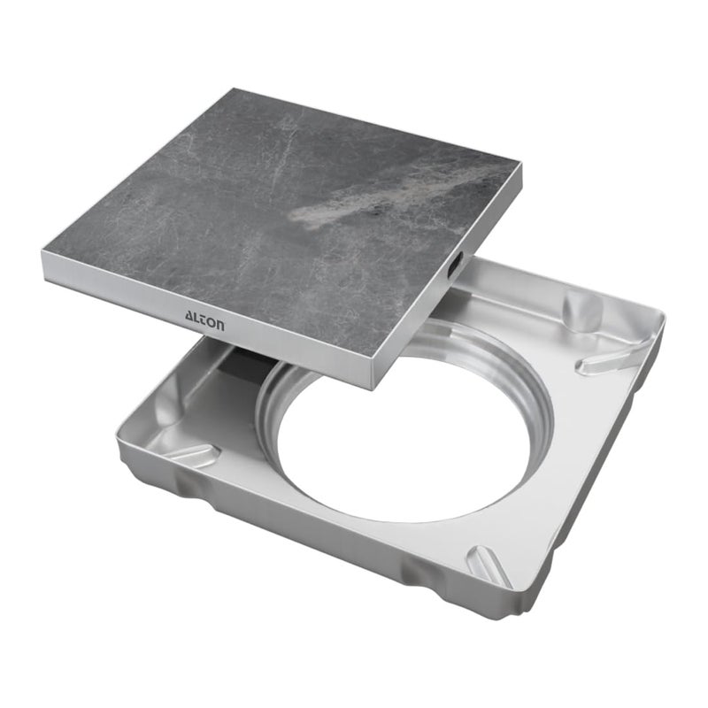 Alton ALTON ALD1011, SS-304 Grade, 5x5 INCH, Tile Insert Bathroom Grating Square Floor Drain Jali, Matte - Image 1