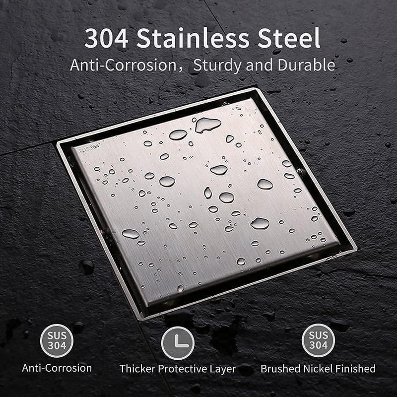 Alton ALTON ALD1011, SS-304 Grade, 5x5 INCH, Tile Insert Bathroom Grating Square Floor Drain Jali, Matte - Image 4