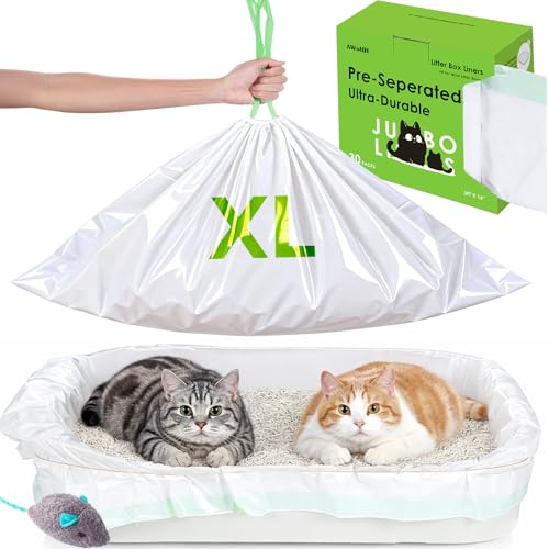 AWoHH Cat Litter Box Liners 30 CountLargeJumbo 37x16Heavy Duty Scratch Resistance Drawstring Litter BagsDispenser Box No Tearing Needed70 Recycled Ocean Plastic - Image 1