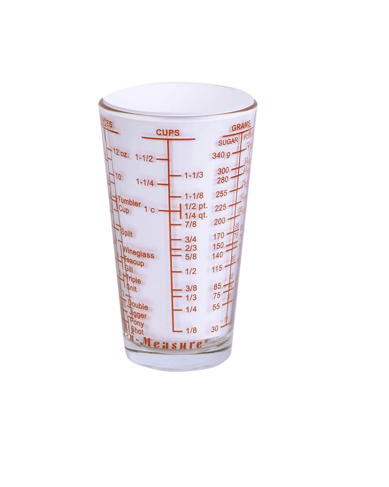 Kolder Mix N Measure Glass, Multi-Purpose Liquid and Dry Measuring Cup, 6 Units of Measurement, Heavy Glass, Red - Image 1
