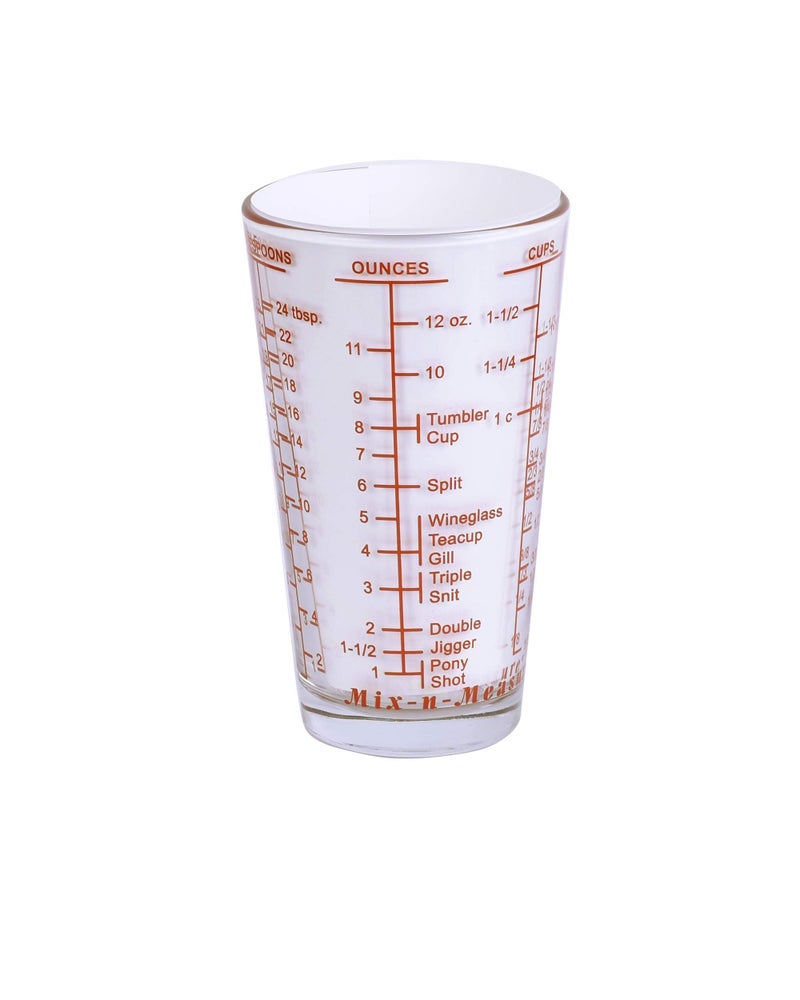 Kolder Mix N Measure Glass, Multi-Purpose Liquid and Dry Measuring Cup, 6 Units of Measurement, Heavy Glass, Red - Image 3