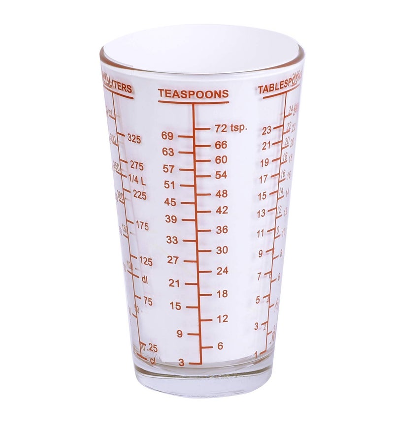 Kolder Mix N Measure Glass, Multi-Purpose Liquid and Dry Measuring Cup, 6 Units of Measurement, Heavy Glass, Red - Image 4