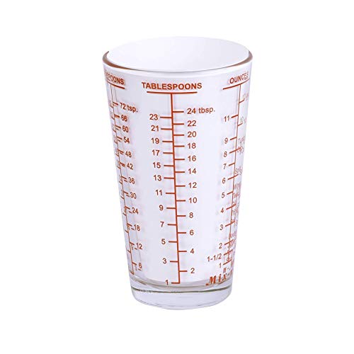 Kolder Mix N Measure Glass, Multi-Purpose Liquid and Dry Measuring Cup, 6 Units of Measurement, Heavy Glass, Red - Image 2
