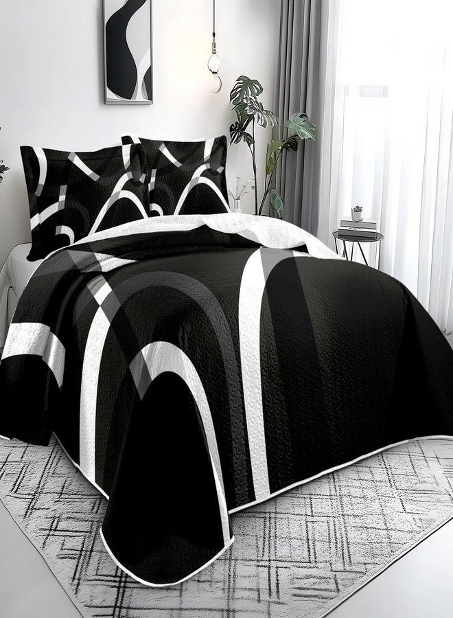 weesire Black and White Bedding Queen Size with 2 Shams, Modern Stripe Comforter Sets Classic Line Pattern Bedspreads Grey and White Coverlet, 90''x96'' - Image 2